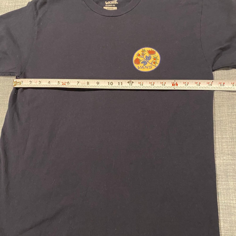 Vans Mens Classic Fit Floral Graphic T-Shirt Navy Blue Short Sleeve Medium - Picture 4 of 10